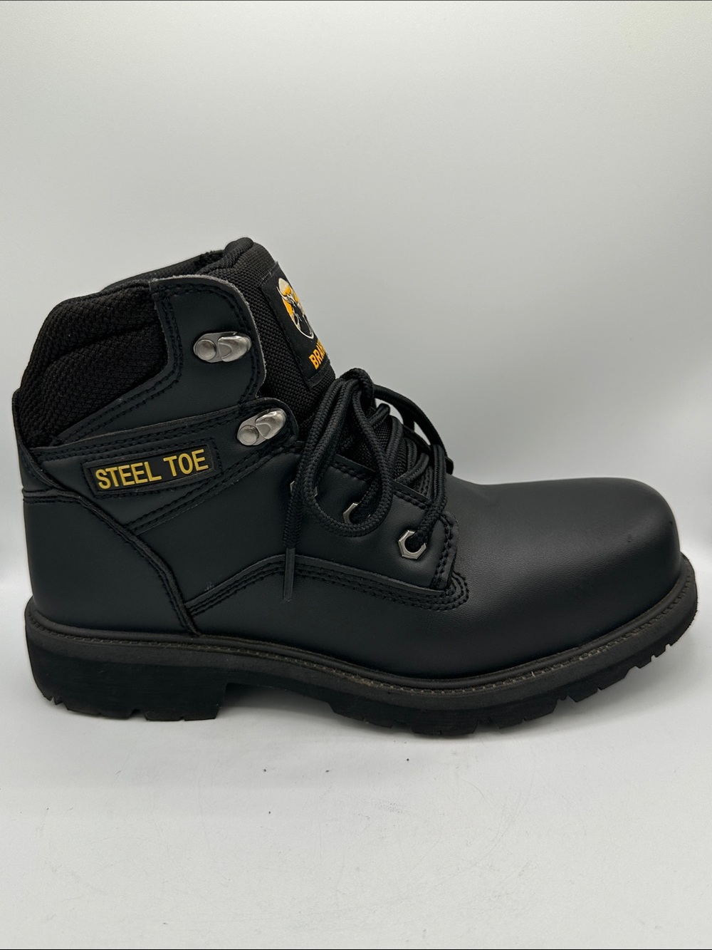 Brahma men's Gus black steel toe work boots, size 7W - Picture 4 of 11